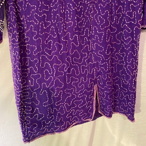 Vintage Long Sleeved Dress w/Beaded Sequin Detail - Picture 6 of 12